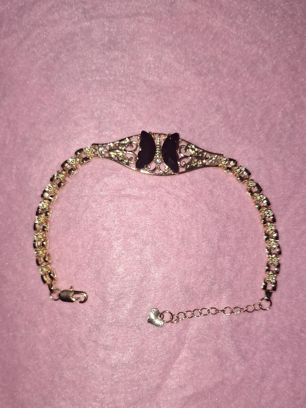 Gold-Plated Pink Crystal Women's Bracelet